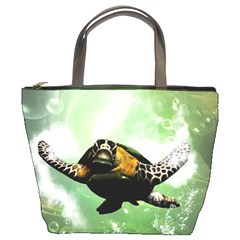 Beautiful Seaturtle With Bubbles Bucket Bags by FantasyWorld7
