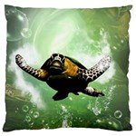 Beautiful Seaturtle With Bubbles Large Cushion Cases (One Side)  Front