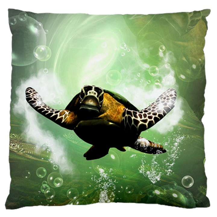 Beautiful Seaturtle With Bubbles Large Cushion Cases (One Side) 