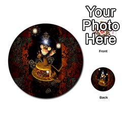 Steampunk, Funny Monkey With Clocks And Gears Multi-purpose Cards (round) 