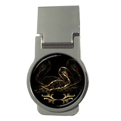 Wonderful Swan In Gold And Black With Floral Elements Money Clips (round)  by FantasyWorld7