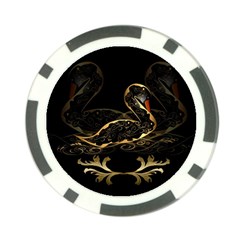 Wonderful Swan In Gold And Black With Floral Elements Poker Chip Card Guards (10 Pack)  by FantasyWorld7