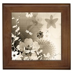 Vintage, Wonderful Flowers With Dragonflies Framed Tiles by FantasyWorld7