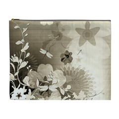 Vintage, Wonderful Flowers With Dragonflies Cosmetic Bag (xl) by FantasyWorld7