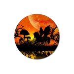 Beautiful Unicorn Silhouette In The Sunset Magnet 3  (Round) Front