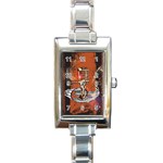 Microphone With Piano And Floral Elements Rectangle Italian Charm Watches Front
