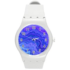 Keep Calm Blue Round Plastic Sport Watch (m) by ImpressiveMoments