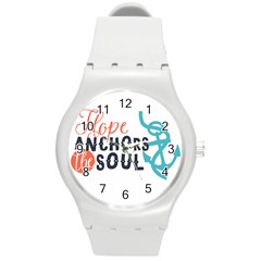 Hope Anchors The Soul Nautical Quote Round Plastic Sport Watch (m) by CraftyLittleNodes