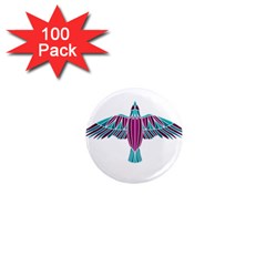 Stained Glass Bird Illustration  1  Mini Magnets (100 Pack) 