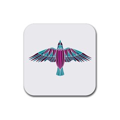 Stained Glass Bird Illustration  Rubber Coaster (square)  by carocollins