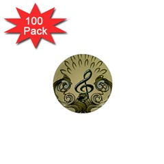 Decorative Clef With Damask In Soft Green 1  Mini Magnets (100 Pack) 