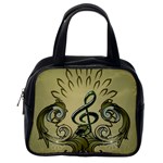 Decorative Clef With Damask In Soft Green Classic Handbags (2 Sides) Back