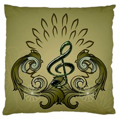 Decorative Clef With Damask In Soft Green Large Flano Cushion Cases (one Side)  by FantasyWorld7