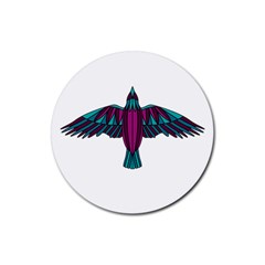 Stained Glass Bird Illustration  Rubber Coaster (round) 