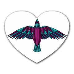 Stained Glass Bird Illustration  Heart Mousepads