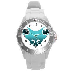 Fox Logo Blue Gradient Round Plastic Sport Watch (l) by carocollins