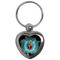 Beautiful Witch With Magical Background Key Chains (heart) 