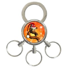 Funny Cute Christmas Giraffe With Christmas Hat 3-Ring Key Chains
