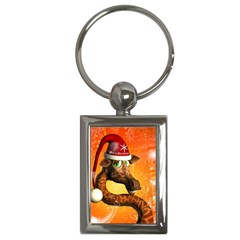 Funny Cute Christmas Giraffe With Christmas Hat Key Chains (Rectangle) 