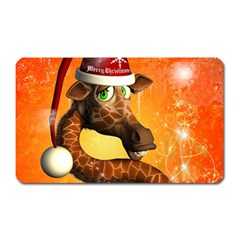 Funny Cute Christmas Giraffe With Christmas Hat Magnet (rectangular) by FantasyWorld7