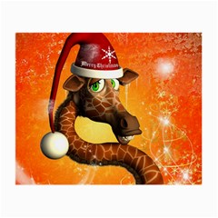 Funny Cute Christmas Giraffe With Christmas Hat Small Glasses Cloth