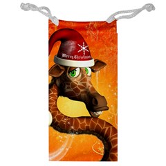 Funny Cute Christmas Giraffe With Christmas Hat Jewelry Bags