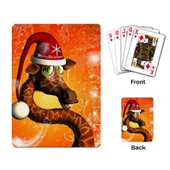 Funny Cute Christmas Giraffe With Christmas Hat Playing Card