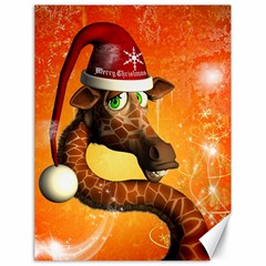 Funny Cute Christmas Giraffe With Christmas Hat Canvas 18  x 24  