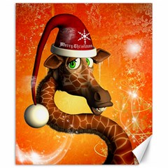 Funny Cute Christmas Giraffe With Christmas Hat Canvas 20  x 24  