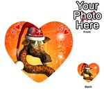 Funny Cute Christmas Giraffe With Christmas Hat Playing Cards 54 (Heart)  Front - Heart6