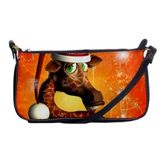 Funny Cute Christmas Giraffe With Christmas Hat Shoulder Clutch Bags