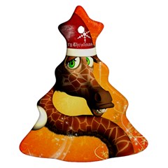 Funny Cute Christmas Giraffe With Christmas Hat Christmas Tree Ornament (2 Sides) by FantasyWorld7