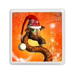 Funny Cute Christmas Giraffe With Christmas Hat Memory Card Reader (Square) 