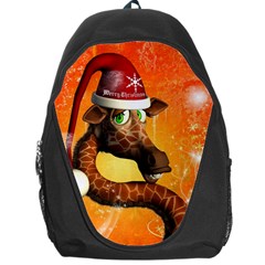 Funny Cute Christmas Giraffe With Christmas Hat Backpack Bag