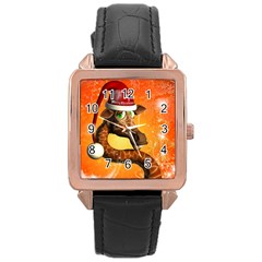 Funny Cute Christmas Giraffe With Christmas Hat Rose Gold Watches