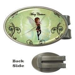 Cute Elf Playing For Christmas Money Clips (oval)  by FantasyWorld7