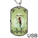 Cute Elf Playing For Christmas Dog Tag USB Flash (Two Sides)  Front