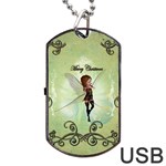 Cute Elf Playing For Christmas Dog Tag USB Flash (Two Sides)  Back