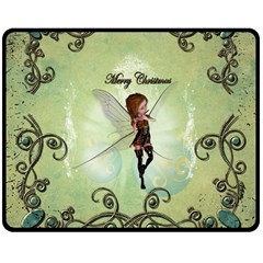 Cute Elf Playing For Christmas Double Sided Fleece Blanket (medium)  by FantasyWorld7