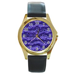 Alien Skin Blue Round Gold Metal Watches by ImpressiveMoments