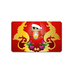 Funny, Cute Christmas Owl  With Christmas Hat Magnet (name Card) by FantasyWorld7