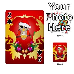 Funny, Cute Christmas Owl  With Christmas Hat Playing Cards 54 Designs  by FantasyWorld7