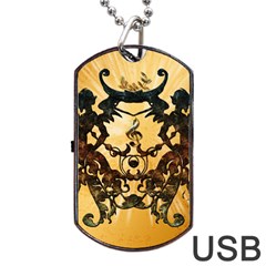 Clef With Awesome Figurative And Floral Elements Dog Tag Usb Flash (one Side) by FantasyWorld7