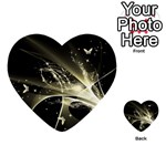 Awesome Glowing Lines With Beautiful Butterflies On Black Background Multi-purpose Cards (Heart)  Front 1