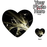 Awesome Glowing Lines With Beautiful Butterflies On Black Background Multi-purpose Cards (Heart)  Back 1