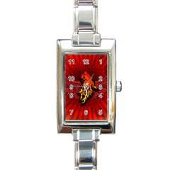 Lion With Flame And Wings In Yellow And Red Rectangle Italian Charm Watches by FantasyWorld7