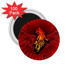 Lion With Flame And Wings In Yellow And Red 2.25  Magnets (100 pack) 