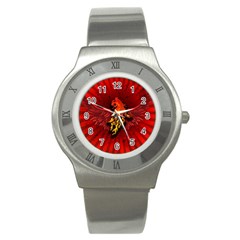 Lion With Flame And Wings In Yellow And Red Stainless Steel Watches