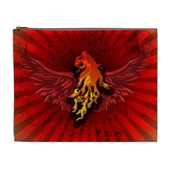 Lion With Flame And Wings In Yellow And Red Cosmetic Bag (xl) by FantasyWorld7
