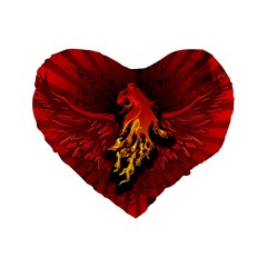 Lion With Flame And Wings In Yellow And Red Standard 16  Premium Heart Shape Cushions